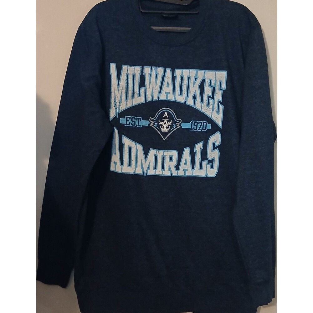 Milwaukee Admirals Sweatshirt Mens Large Colosseum Blue AHL Hockey Crewneck